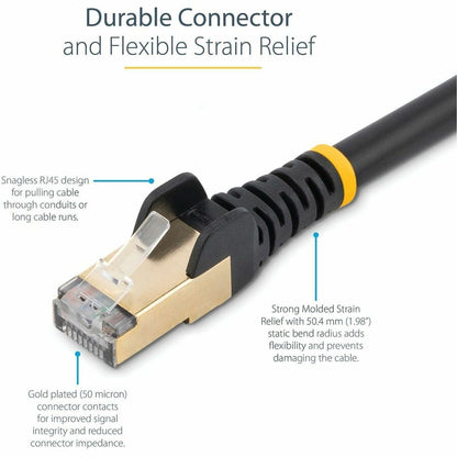 StarTech.com 7 ft Cat6a Shielded Ethernet Cable with Snagless Connectors - 10Gbps, PoE Support, Black