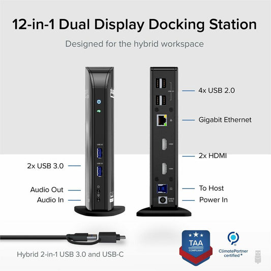Plugable Technologies UD-3900 Dual Monitor Universal Docking Station for Windows and Mac