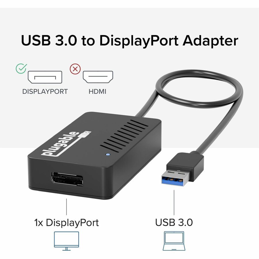 Plugable Technologies UGA-4KDP USB 3.0 to DisplayPort 4K Graphics Adapter for Multiple Monitors