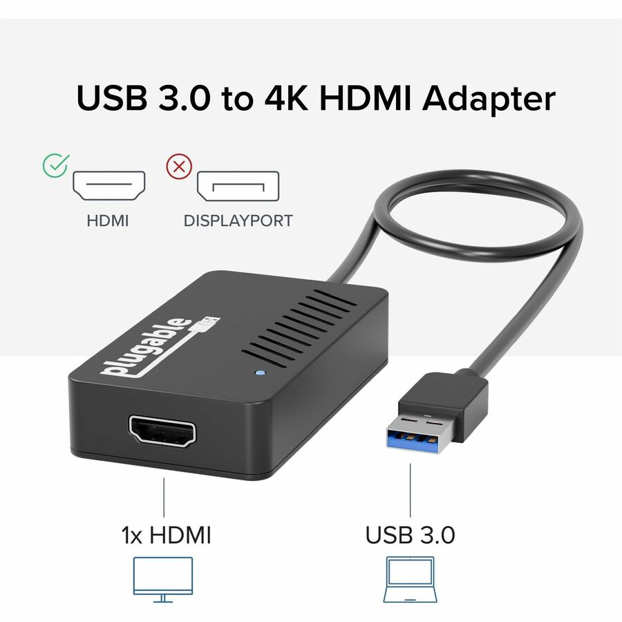 Plugable Technologies UGA-4KHDMI USB 3.0 to 4K HDMI Display Adapter for Multiple Monitors