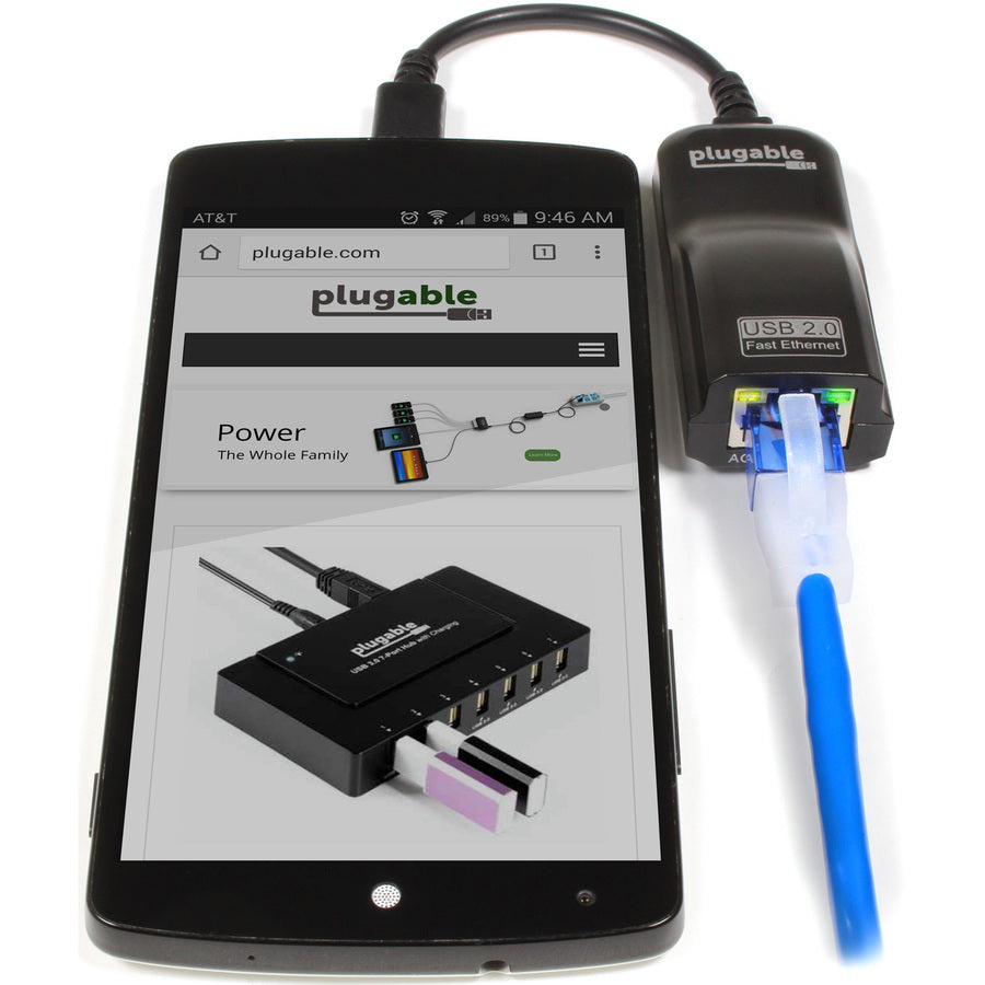 Plugable USB 2.0 OTG Micro-B to 100Mbps Fast Ethernet Adapter for Tablets and Raspberry Pi
