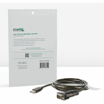 Plugable Technologies USB to Serial RS-232 Adapter (PL2303-DB9) with COM Retention, 2 ft Cable