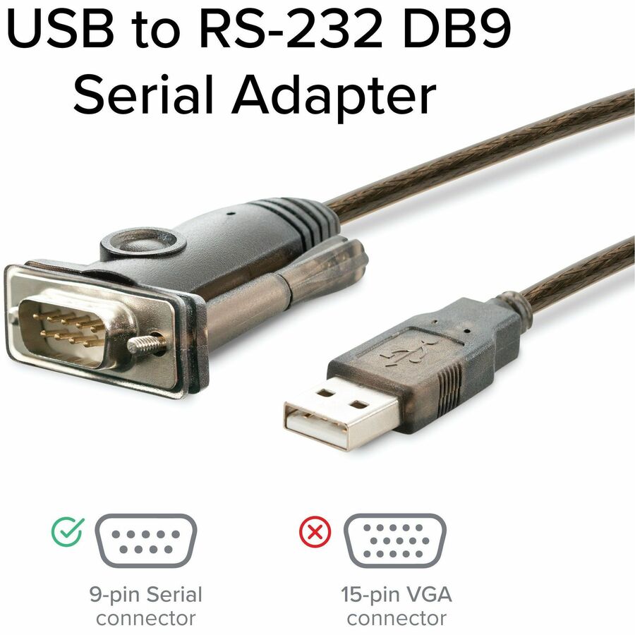 Plugable Technologies USB to Serial RS-232 Adapter (PL2303-DB9) with COM Retention, 2 ft Cable