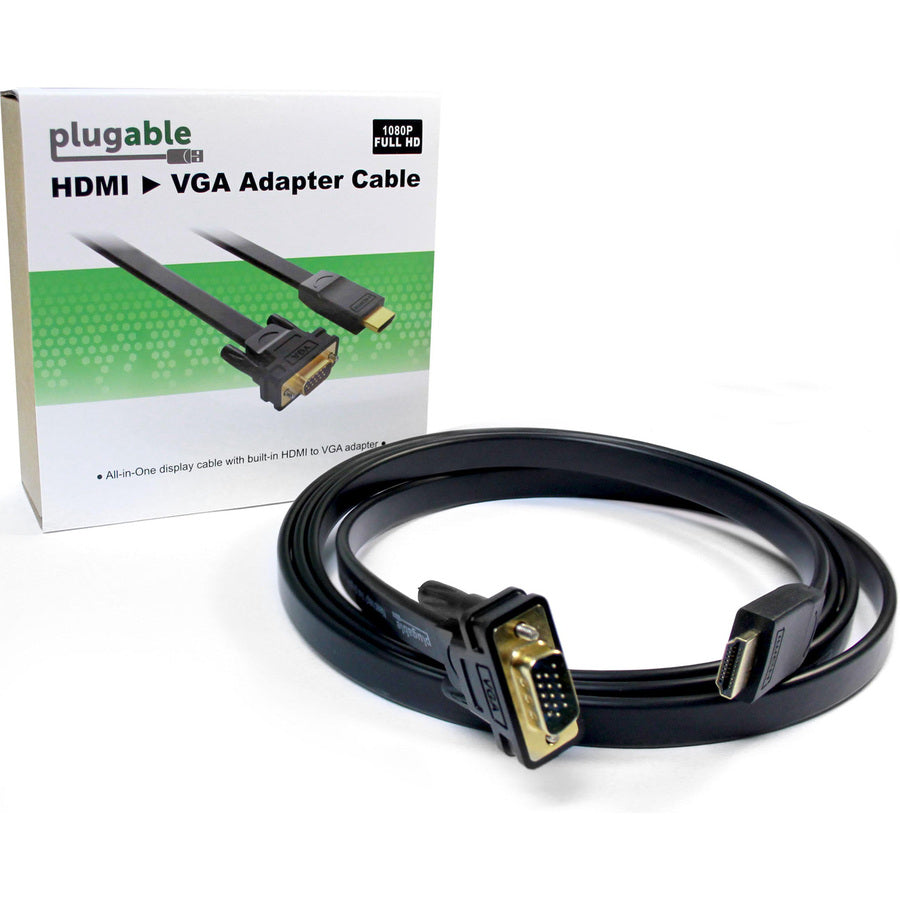 Plugable HDMI to VGA Adapter Cable, 6 ft - Compatible with Desktop and Laptop Computers