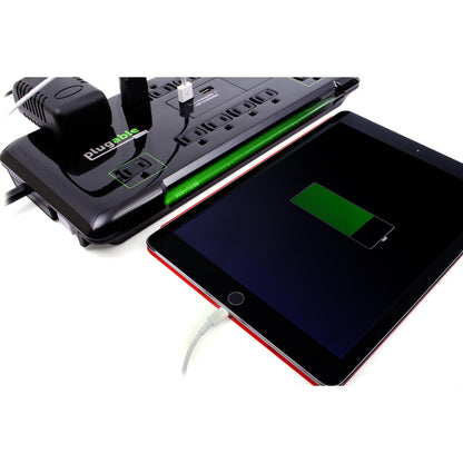 Plugable Technologies PS12-USB2 12-Outlet Power Strip with Surge Protection and USB Charging
