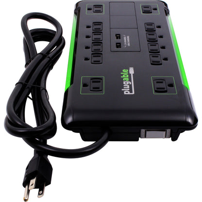 Plugable Technologies PS12-USB2 12-Outlet Power Strip with Surge Protection and USB Charging