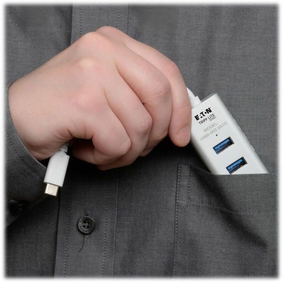 Eaton Tripp Lite Series U460-003-3A1G USB 3.1 Gen 1 USB-C Portable Hub with Ethernet and 3 USB-A Ports