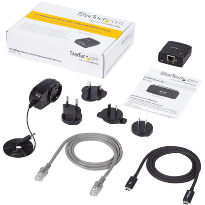 StarTech.com 10/100Mbps Ethernet to USB 2.0 Network LPR Print Server - Shared USB Printer Solution