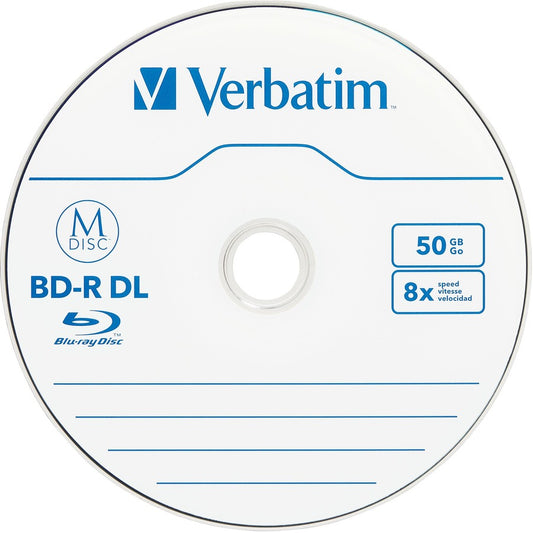 Verbatim M-Disc BD-R DL 50GB 8X with Branded Surface – 25 Pack Spindle