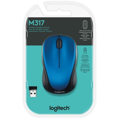 Logitech M317 Wireless Mouse - 2.4 GHz with USB Receiver, 1000 DPI Optical Tracking, 12-Month Battery Life, Compatible with PC, Mac, Chromebook in Steel Blue