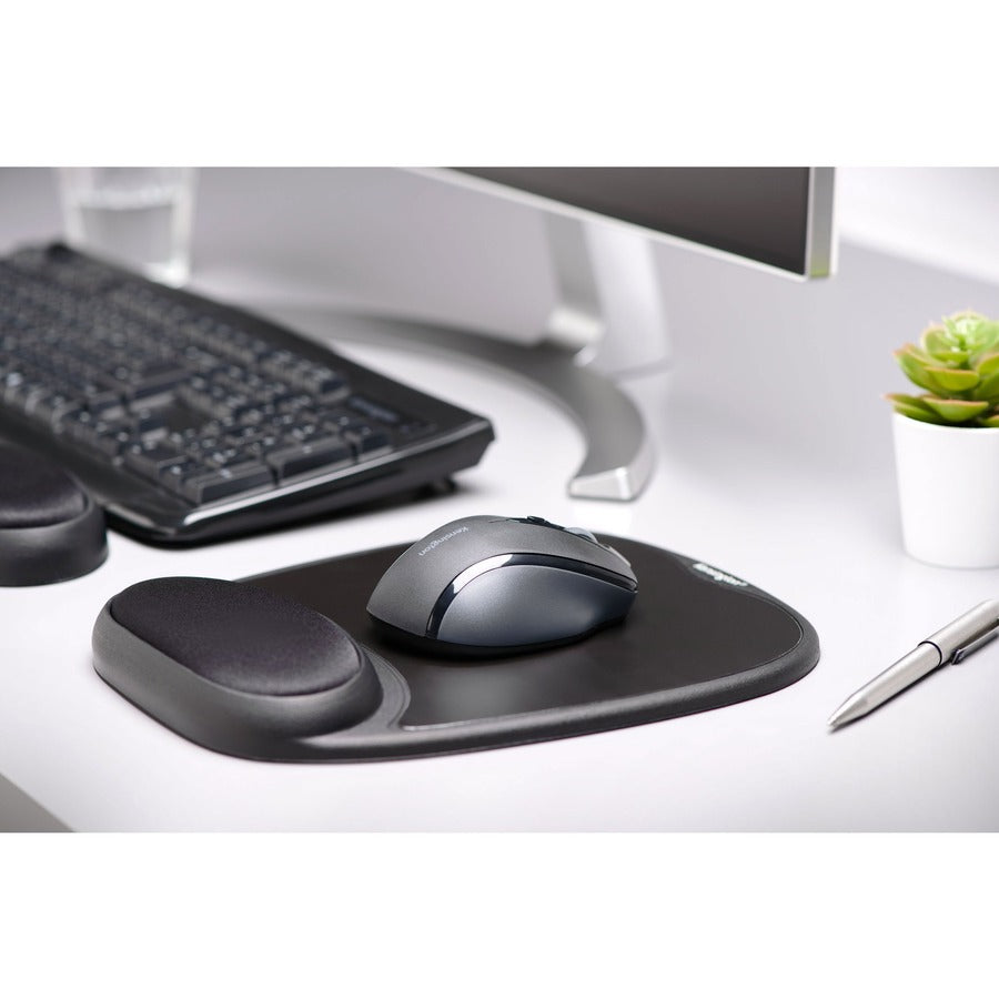 Kensington Comfort Gel Mouse Pad - Black with Non-Skid Base and Gel Cushioning