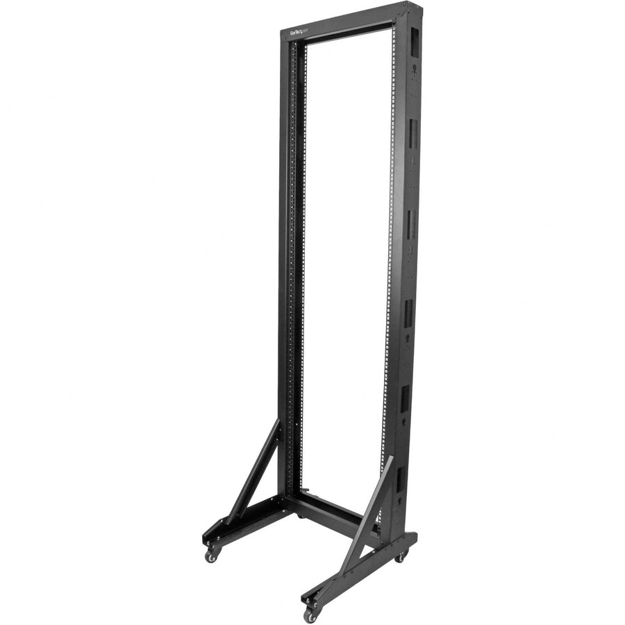 StarTech.com 2-Post 42U Mobile Open Frame Server Rack with Casters - 19 Inch Network Rack for Data, AV, and IT Equipment