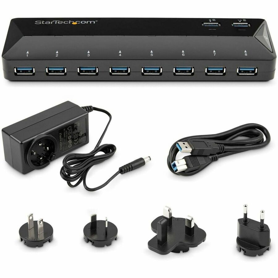 StarTech.com 10-Port USB 3.0 Hub with Charge and Sync Ports - Desktop External USB Hub with Fast-Charging