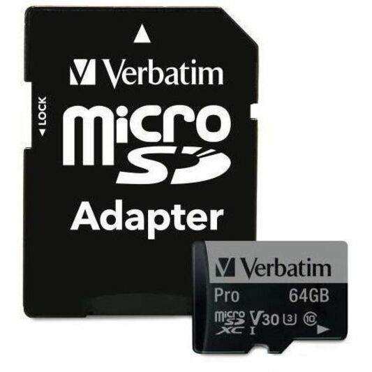 Verbatim 64GB Pro 600X microSDXC Memory Card with Adapter - UHS-I U3 Class 10, 4K Video Support