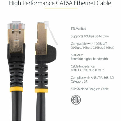 StarTech.com 25 ft Shielded Cat6a Ethernet Patch Cable with Snagless Connectors and PoE Support