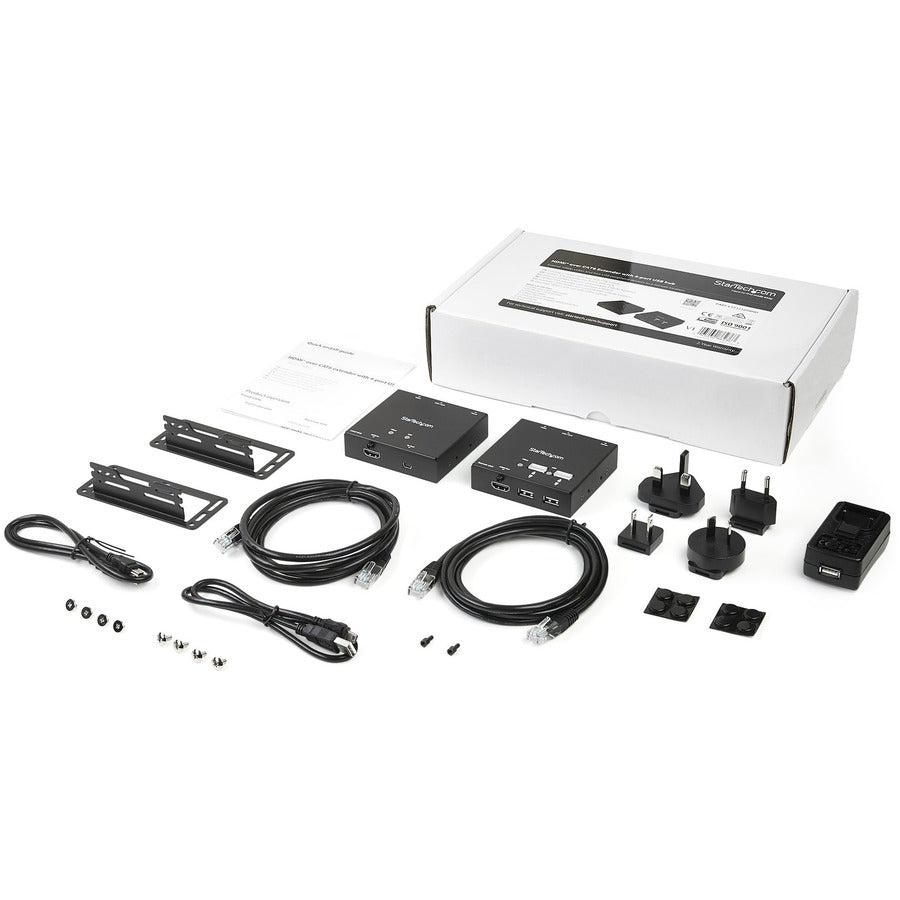 StarTech.com HDMI over CAT6 Extender with 4-Port USB Hub – 165 ft (50m) – 1080p Video and USB Extension