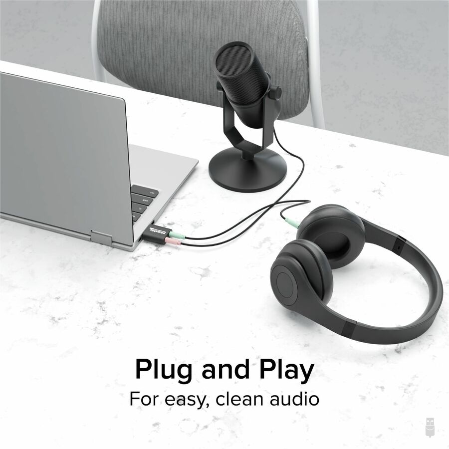 Plugable USB-AUDIO Mini-phone/USB Audio Adapter with 3.5mm Headphone and Microphone Jacks