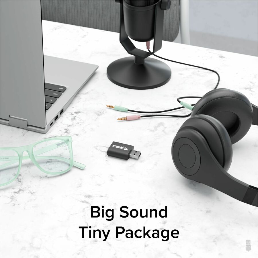 Plugable USB-AUDIO Mini-phone/USB Audio Adapter with 3.5mm Headphone and Microphone Jacks