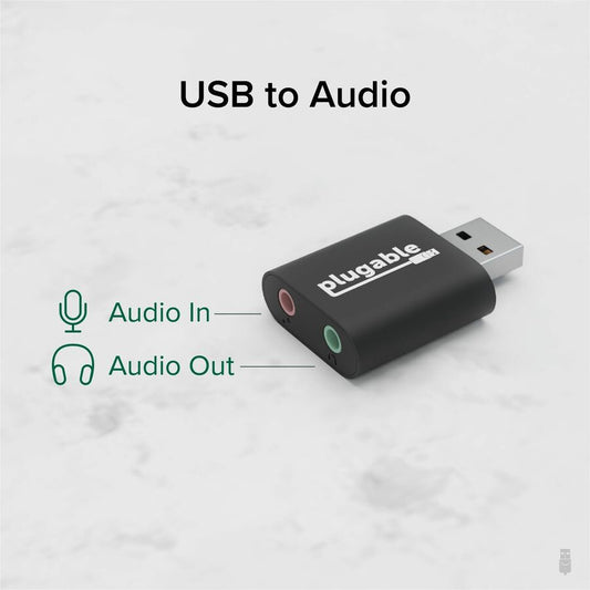 Plugable USB-AUDIO Mini-phone/USB Audio Adapter with 3.5mm Headphone and Microphone Jacks