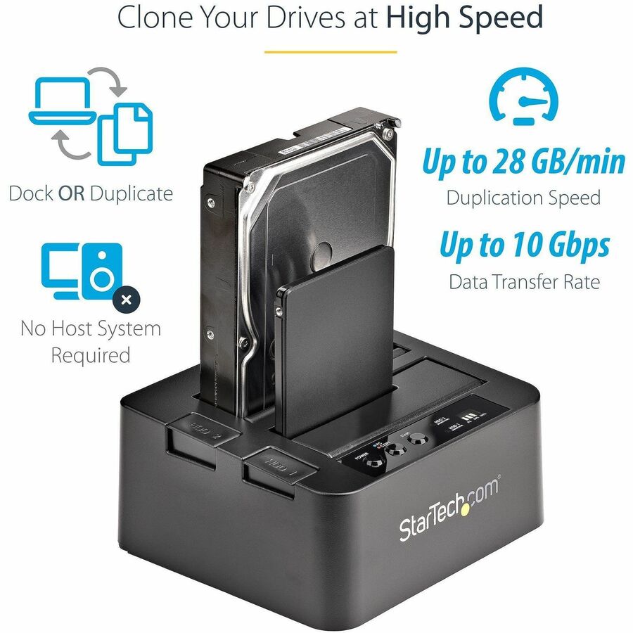 StarTech.com SDOCK2U313R External Dual Bay SATA Drive Duplicator and Docking Station with USB 3.2 Gen 2 Support