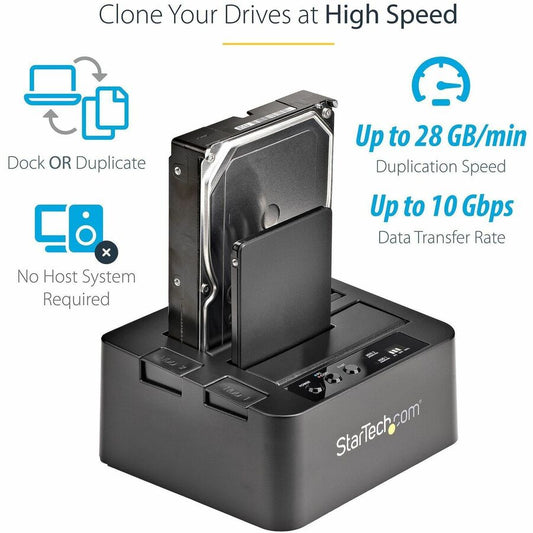 StarTech.com SDOCK2U313R External Dual Bay SATA Drive Duplicator and Docking Station with USB 3.2 Gen 2 Support