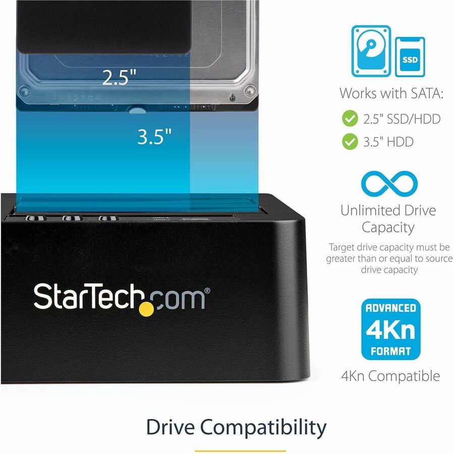 StarTech.com SDOCK2U313R External Dual Bay SATA Drive Duplicator and Docking Station with USB 3.2 Gen 2 Support