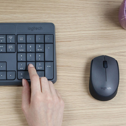Logitech MK235 Wireless Keyboard and Mouse Combo - Full-Size, Ambidextrous, Black