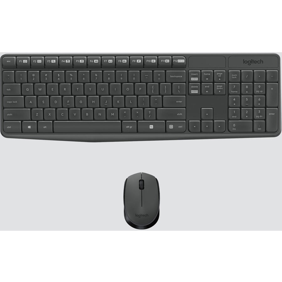 Logitech MK235 Wireless Keyboard and Mouse Combo - Full-Size, Ambidextrous, Black