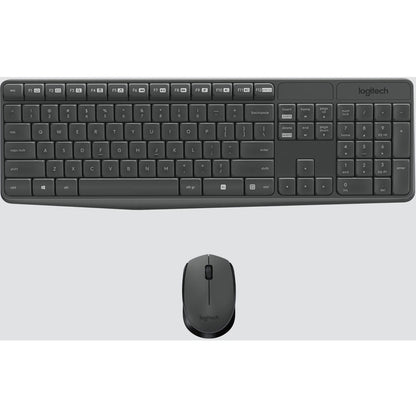 Logitech MK235 Wireless Keyboard and Mouse Combo - Full-Size, Ambidextrous, Black