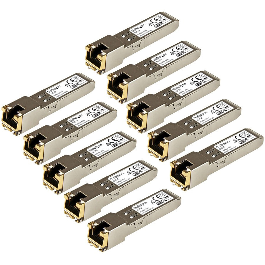 StarTech.com Cisco GLC-T Compatible 10-Pack SFP Modules - 1000Base-T Gigabit Ethernet Transceivers with RJ45 Connectors