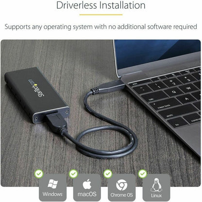 StarTech.com M.2 SATA SSD Enclosure SM21BMU31C3 - USB 3.1 External Aluminum Case for M.2 SATA Drives with USB-C Cable