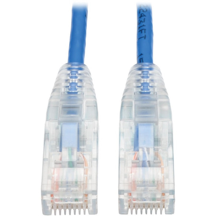 Eaton Tripp Lite Series Cat6 Gigabit Snagless Slim UTP Ethernet Patch Cable, 1 ft, Blue