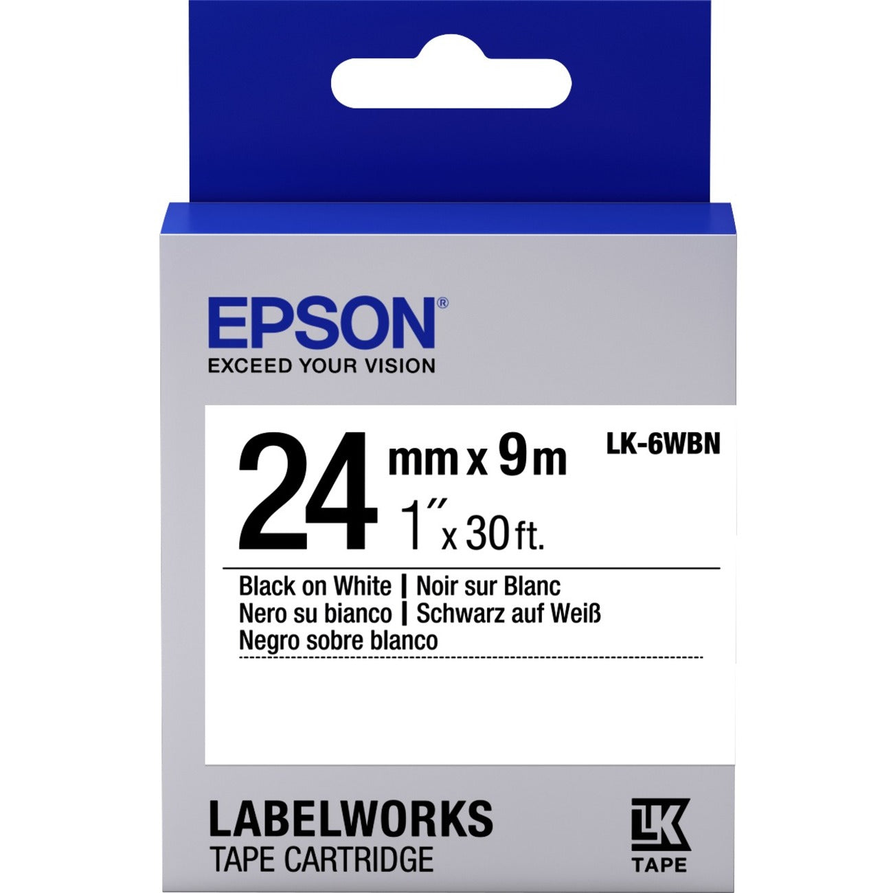 Epson LabelWorks LK-6WBN 1-Inch White Thermal Transfer Label Cartridge for LW-600P and LW-700 Printers