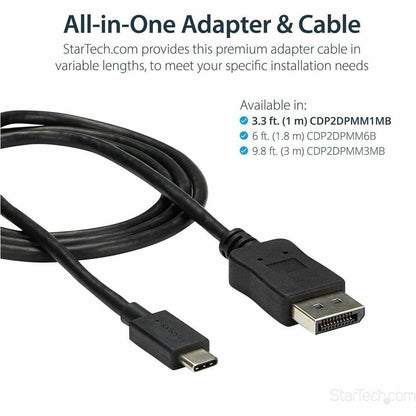 StarTech.com 3ft USB-C to DisplayPort 1.2 Cable - 4K 60Hz UHD Video Adapter for Thunderbolt 3 & USB Type-C Devices