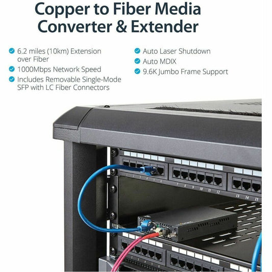 StarTech.com Gigabit Ethernet Copper-to-Fiber Media Converter - SM LC - 10 km