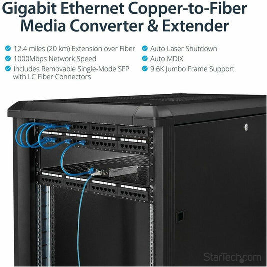 StarTech.com Gigabit Ethernet Copper-to-Fiber Media Converter - SM LC - 20 km