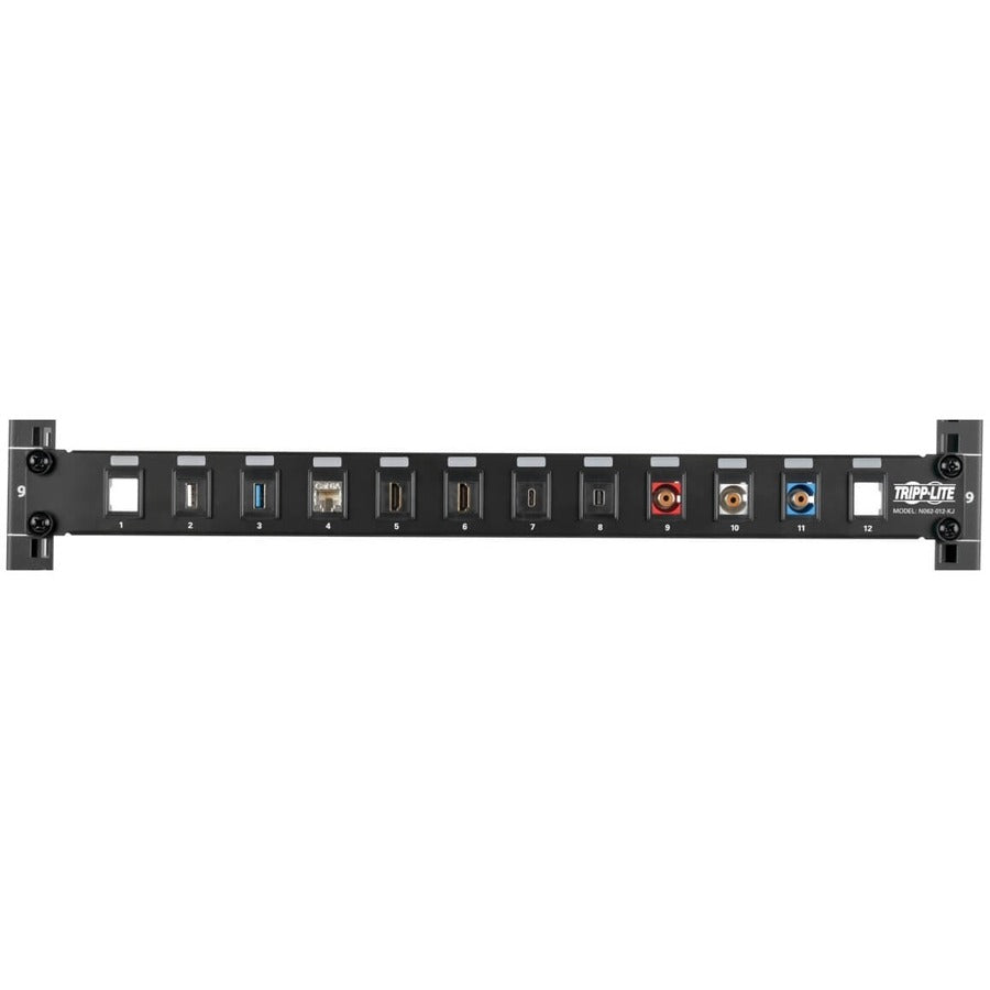 Eaton Tripp Lite Series 12-Port 1U Rack-Mount Unshielded Blank Keystone Patch Panel N062-012-KJ for Ethernet, HDMI, USB, Voice Applications