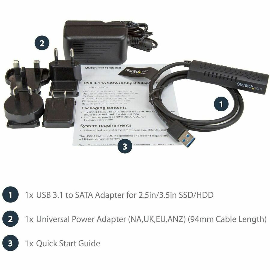 StarTech.com USB 3.1 SATA to USB Adapter Cable for 2.5