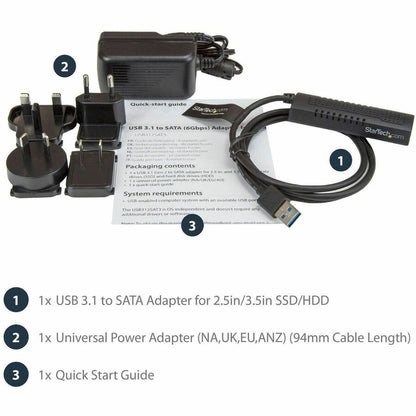 StarTech.com USB 3.1 SATA to USB Adapter Cable for 2.5