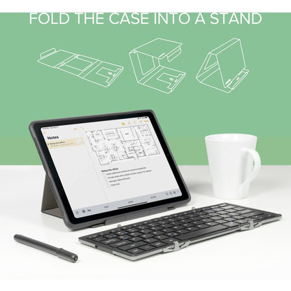 Plugable BT-KEY3XL Folding Bluetooth Keyboard with Case and Stand for Tablets and Smartphones