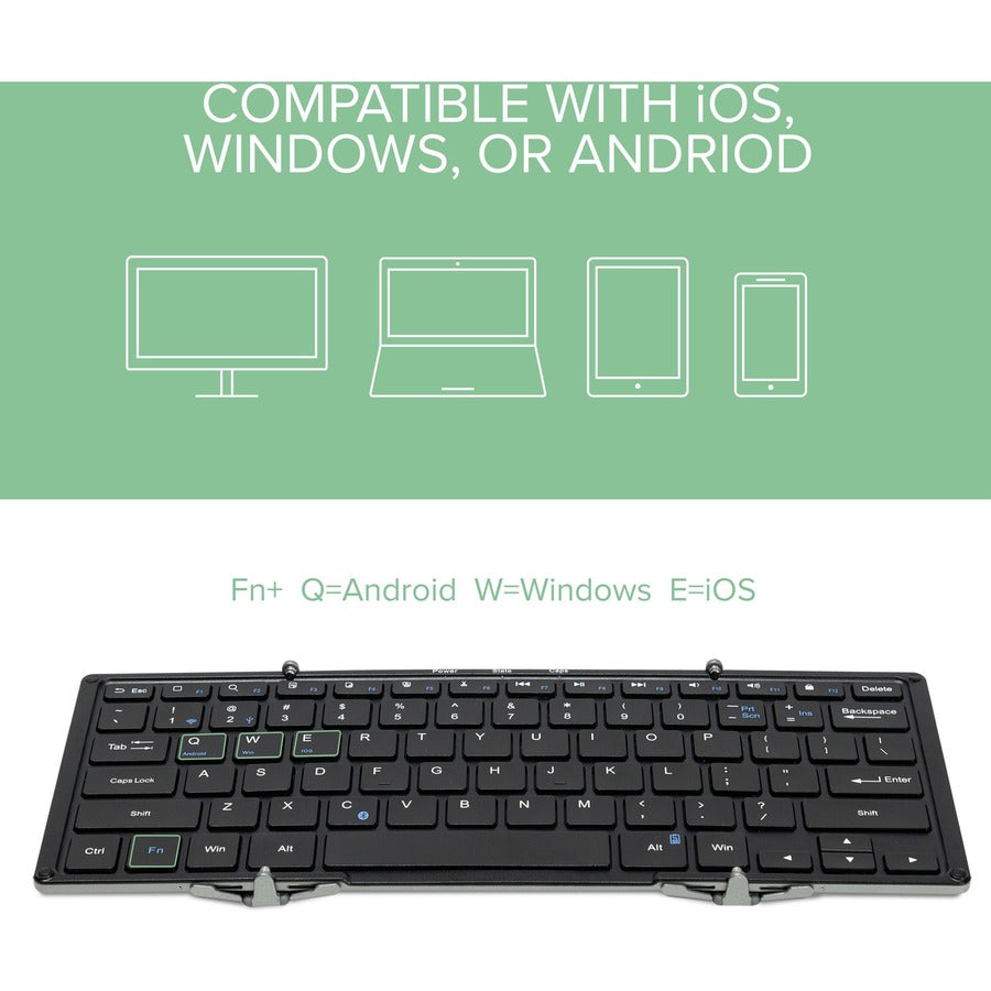 Plugable BT-KEY3XL Folding Bluetooth Keyboard with Case and Stand for Tablets and Smartphones