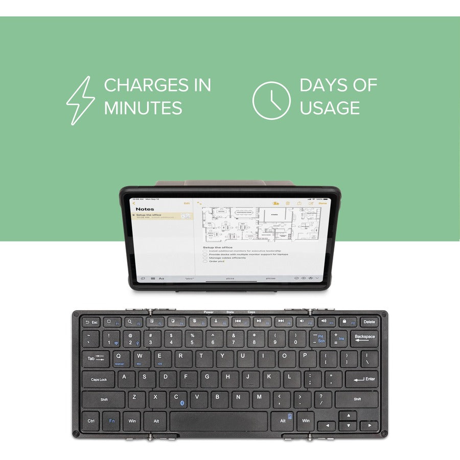 Plugable BT-KEY3XL Folding Bluetooth Keyboard with Case and Stand for Tablets and Smartphones