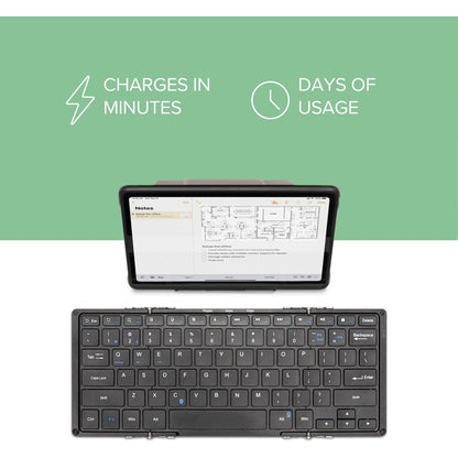 Plugable BT-KEY3XL Folding Bluetooth Keyboard with Case and Stand for Tablets and Smartphones