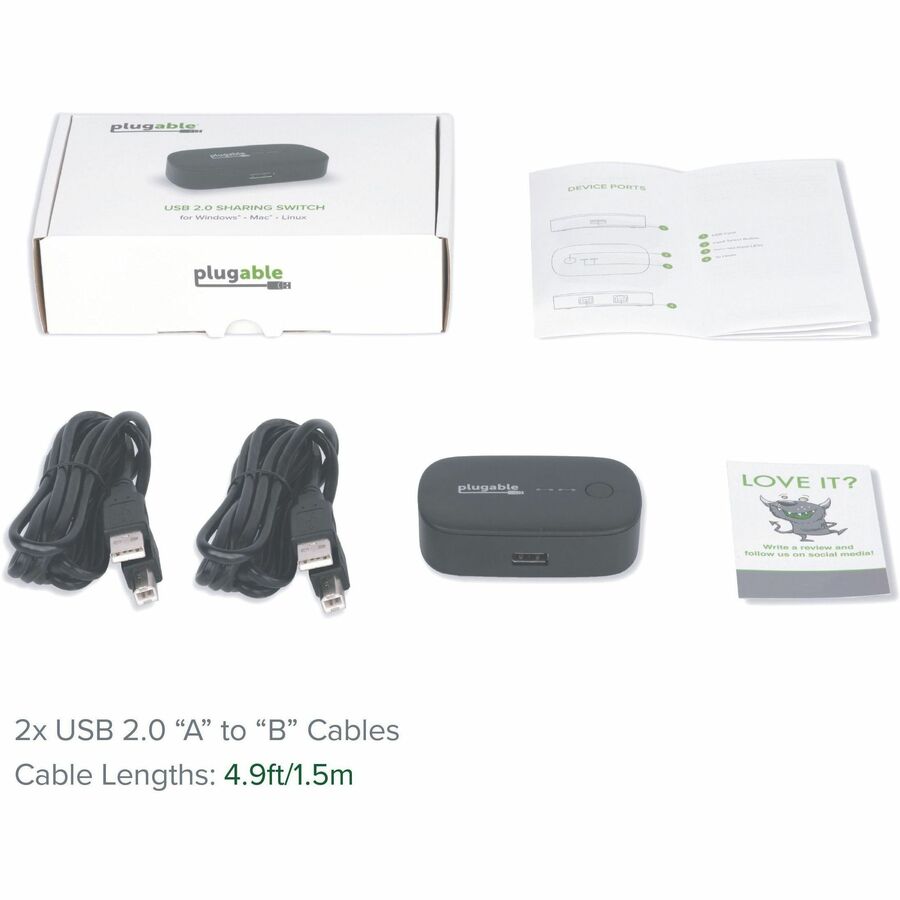 Plugable USB 2.0 Sharing Switch - Model USB2-SWITCH2 for Linux & Windows