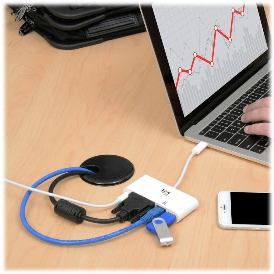 Eaton Tripp Lite Series USB-C to DVI Adapter and Docking Station U444-06N-DGU-C for laptops and notebooks