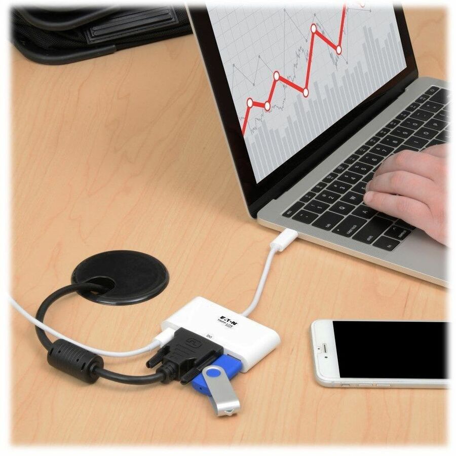 Eaton Tripp Lite Series U444-06N-DU-C USB-C to DVI Adapter with USB 3.1 and Power Delivery