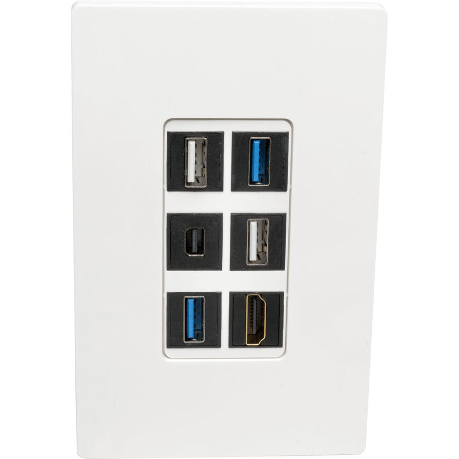 Eaton Tripp Lite Series 6-Port Single-Gang Universal Keystone Wallplate, White
