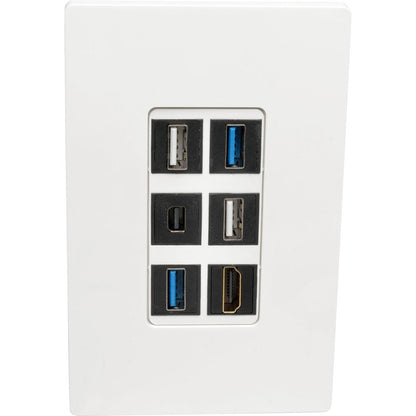 Eaton Tripp Lite Series 6-Port Single-Gang Universal Keystone Wallplate, White
