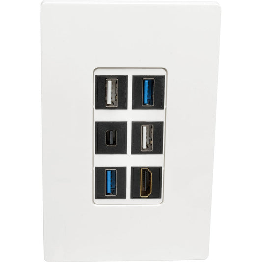 Eaton Tripp Lite Series 6-Port Single-Gang Universal Keystone Wallplate, White