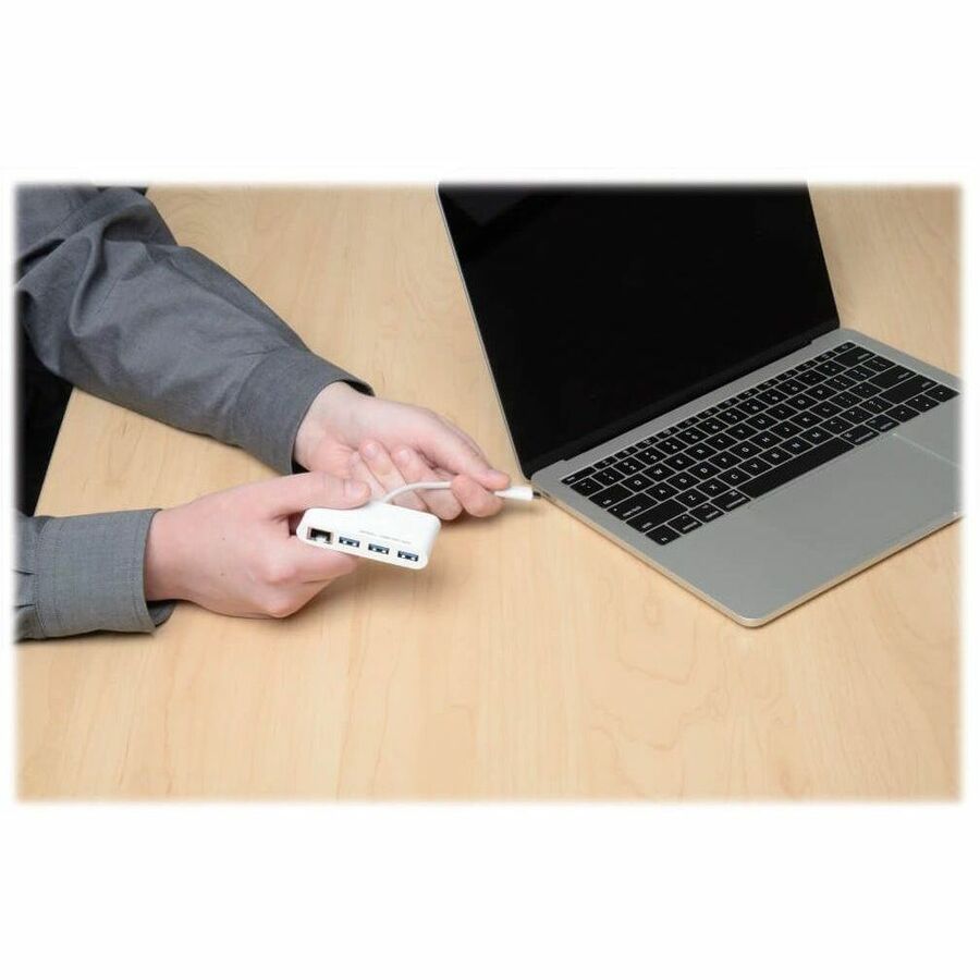 Eaton Tripp Lite Series 3-Port USB 3.1 Gen 1 Hub with Ethernet - USB-C to 3 USB-A and Gigabit Ethernet